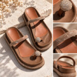 Sandalias papetes con brillo